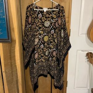 Free People Black and Gold Floral Wrap